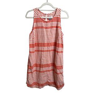 Old Navy Linen Blend Tank Dress Womens Large Pink White Striped Coastal Beach